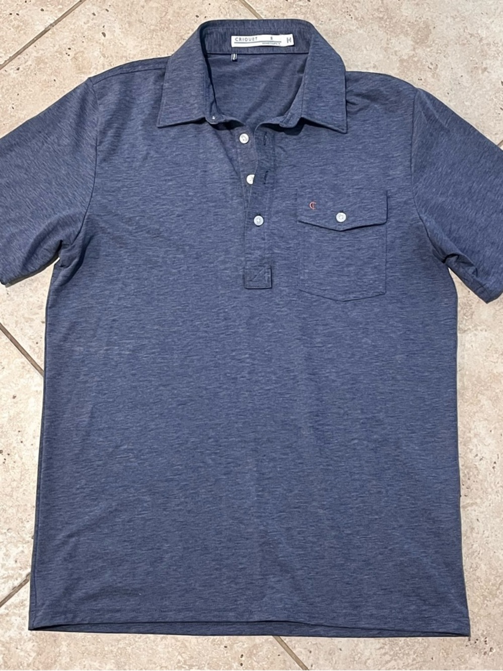 Criquet Polo Shirt Mens Small Blue Pima Cotton Stretch Golf Button Casual S EUC